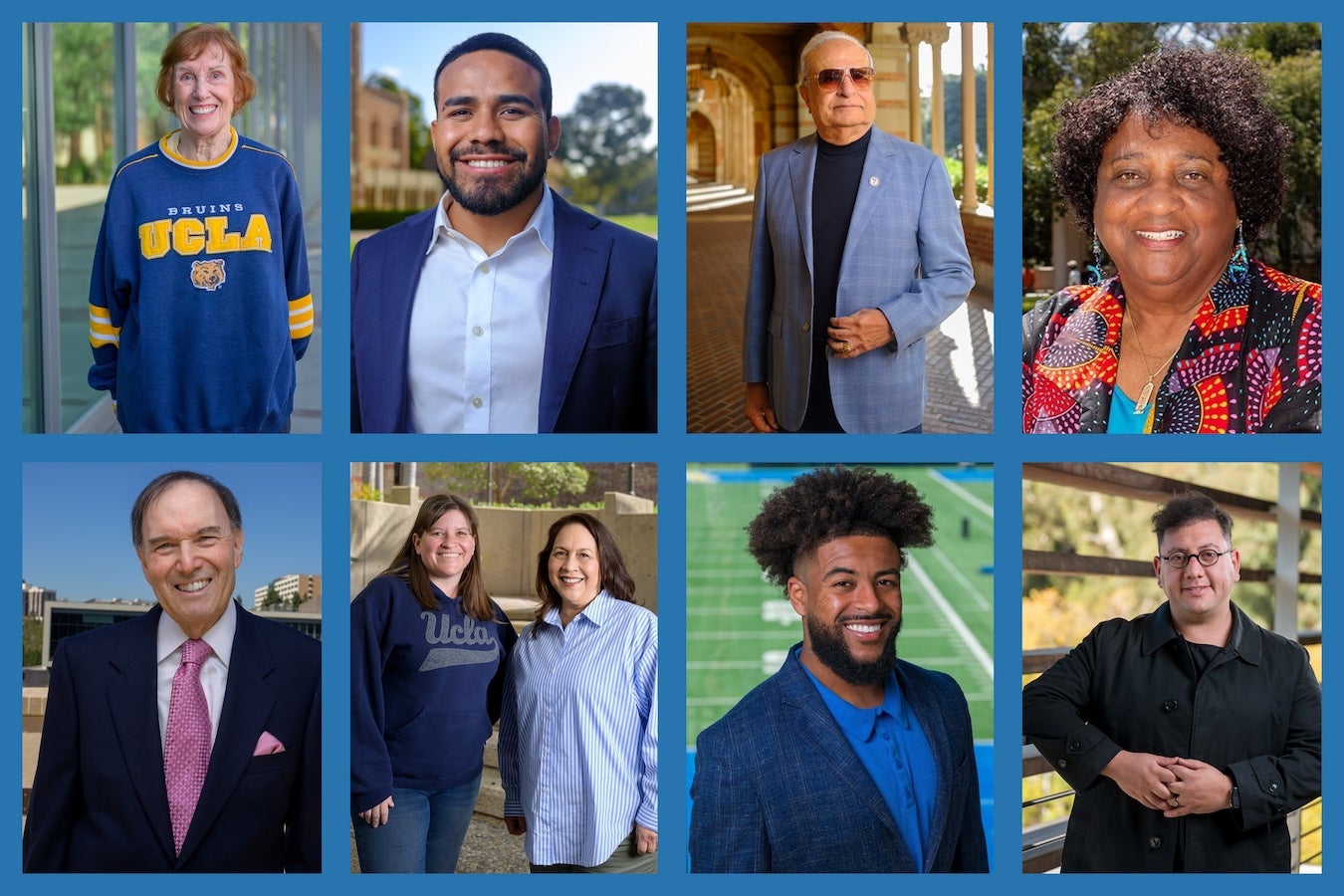 Photo collage featuring 2024 recipients of UCLA Awards from the Alumni Association