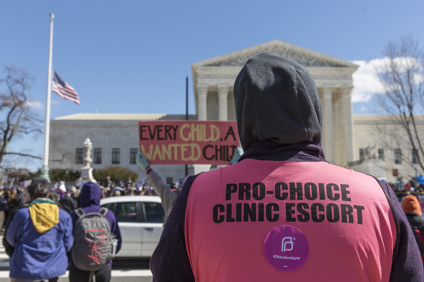 Pro-choice and anti-abortion protesters outside the U.S. Supreme Court