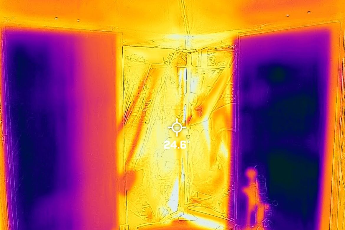 A thermal camera image of the interior of the cooling structure during field testing