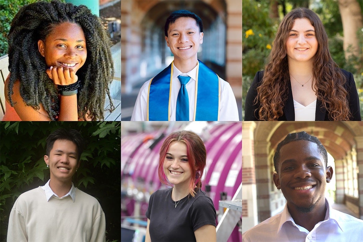 Collage of six students whose work is featured for Undergraduate Research Week