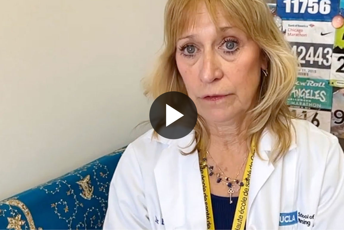 Barbara Bates-Jensen giving an interview